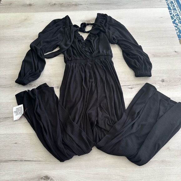 Topshop Jersey Long Sleeve Jumpsuit Black US 8-10 NWT IN PACKAGE - Picture 7 of 10